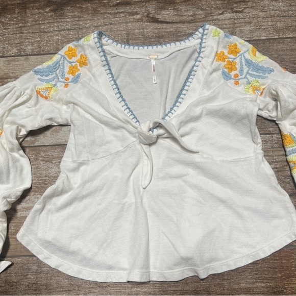 Free People | White Floral Embroidered Blouse - Picture 3 of 7